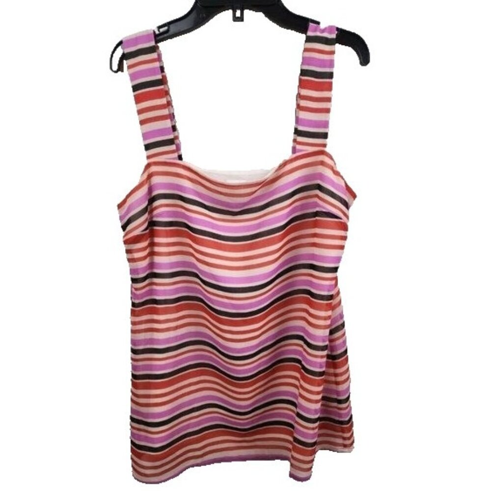 CAbi Womens‎ London Calling Cami Tank Top Small Red Purple Striped Carrier #3448
